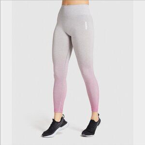 NWT GYMSHARK ADAPT  OMBRE SEAMLESS LEGGINGS in PINK/GREY MARL size small